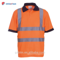 T-shirt bon marché réfléchissant de Polo de sécurité routière de haute visibilité orange / jaune d&#39;OEM de douille avec l&#39;impression faite sur commande de logo